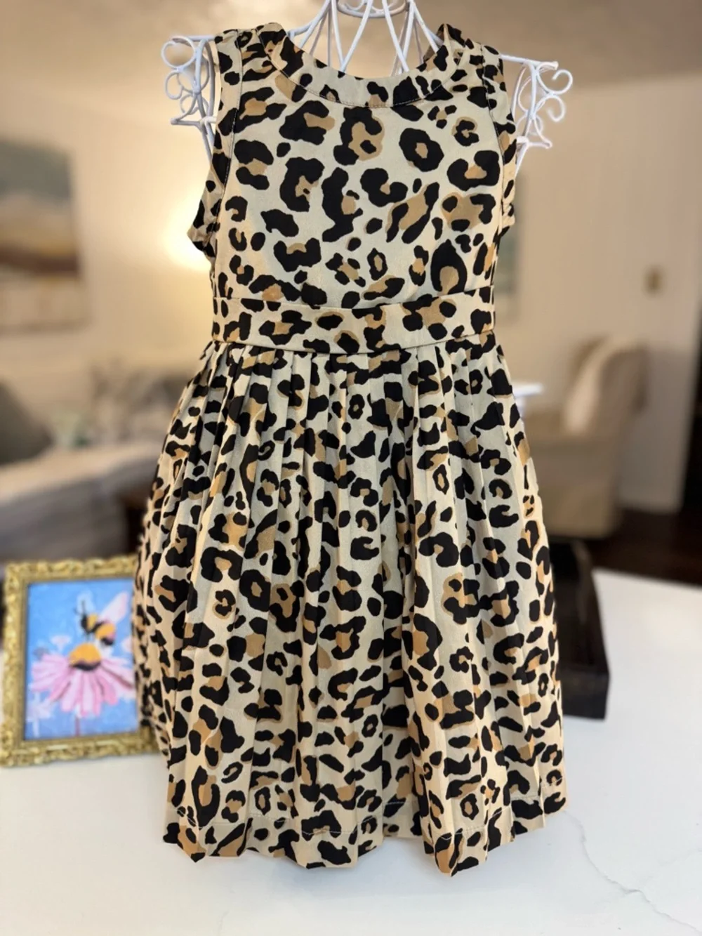🤎🖤 JANIE AND JACK SILK PLEATED CHEETAH PRINT DRESS SIZE 2T! - Picture 2 of 11